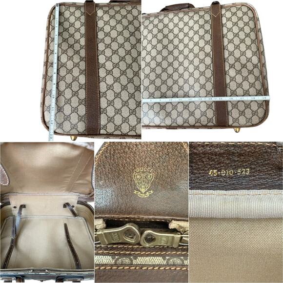 Gucci Beige Brown Gg Supreme Canvas and Leather Vintage Suitcase Weekend Bag - Picture 12 of 13